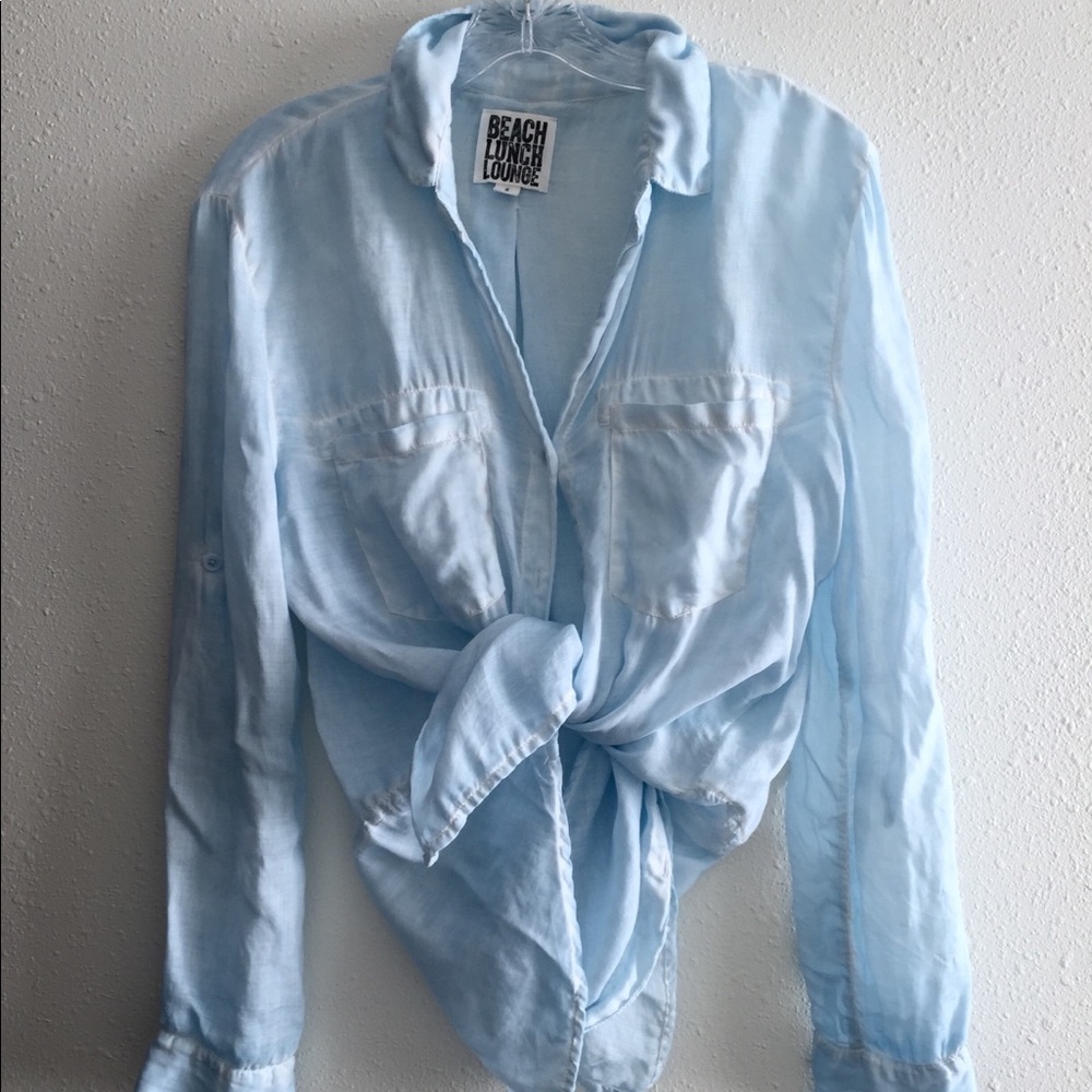 Long blue casual beach shirt